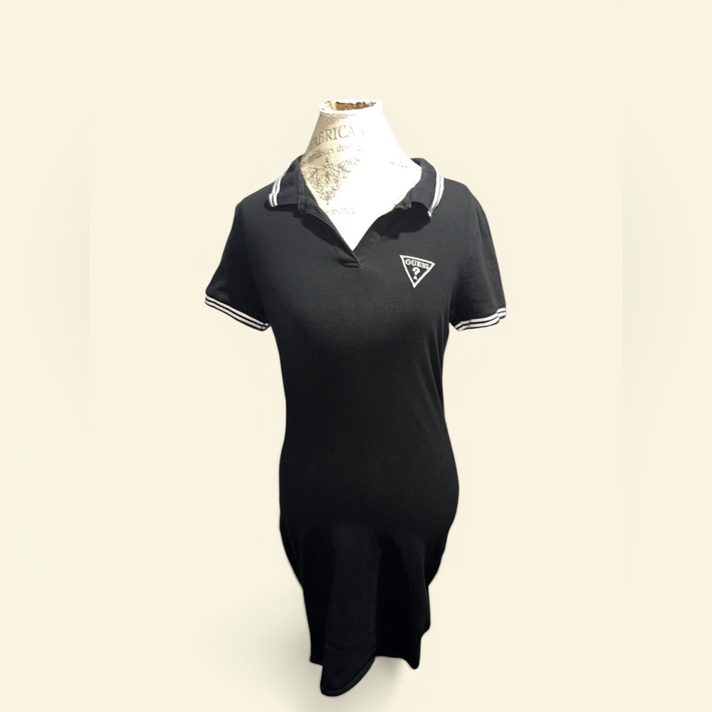 Guess Black Polo Tunic Dress with White Trim